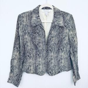 Petite Sophisticate Womens Vintage Blazer Jacket Size S 100% Silk Snake Print